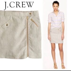 J. Crew Khaki Linen Utility Cotton Mini Skirt Gold Zipper Cargo
4 Asymmetrical